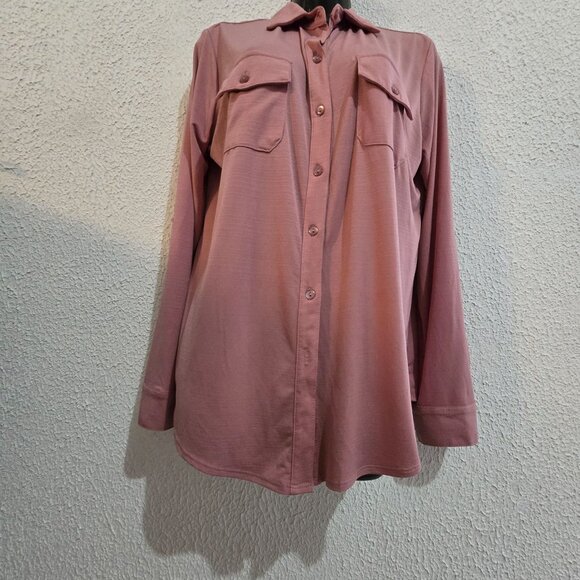 Blue Mood Womens Long Sleeve Button-Up Blouse Pink Large cottagecore - Picture 7 of 7